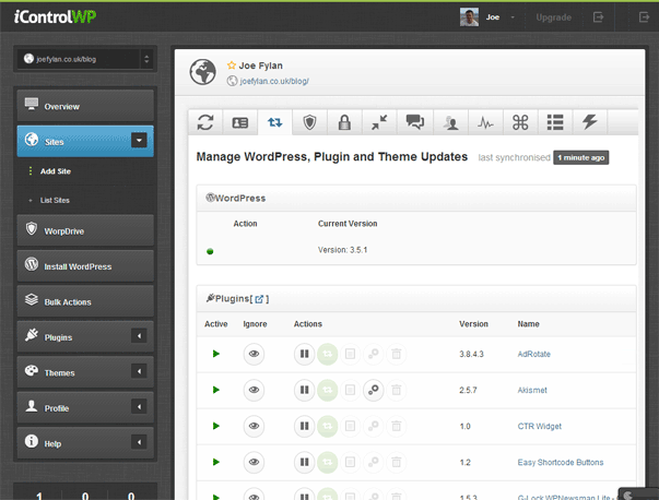 4 eines per administrar múltiples instal·lacions de WordPress de manera centralitzada 4 Pantalla d'exemple de iControlWP