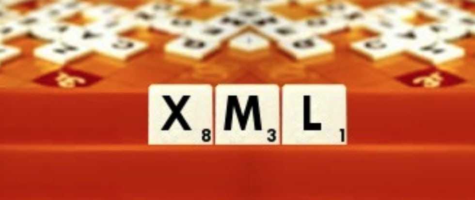 XML escrit amb lletres d'scrabble