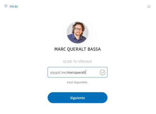 Procés de creació d'un enllaç PayPalMe - pas 4