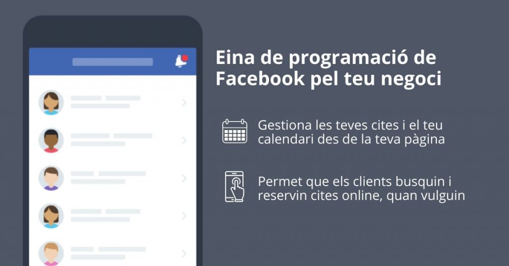 Programació cites prèvies a la pàgina de Facebook