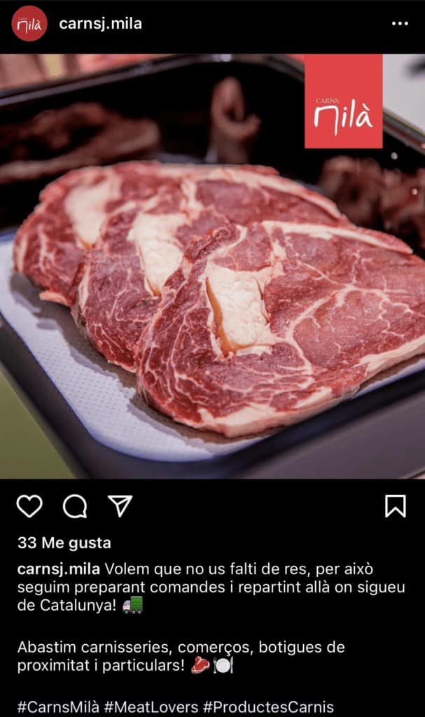 Instagram Carns Milà comunicació propera