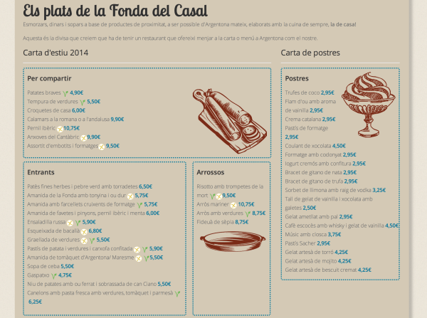 La Fonda del Casal marca a la web els seus plats sense gluten