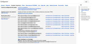 Captura dels paràmetres de configuració de comptes i importació