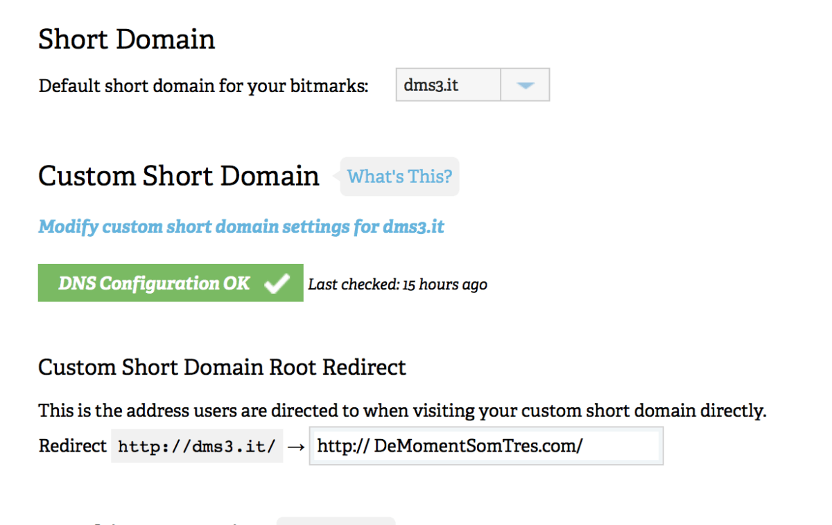 Configuració interna del nostre escurçador d'URL