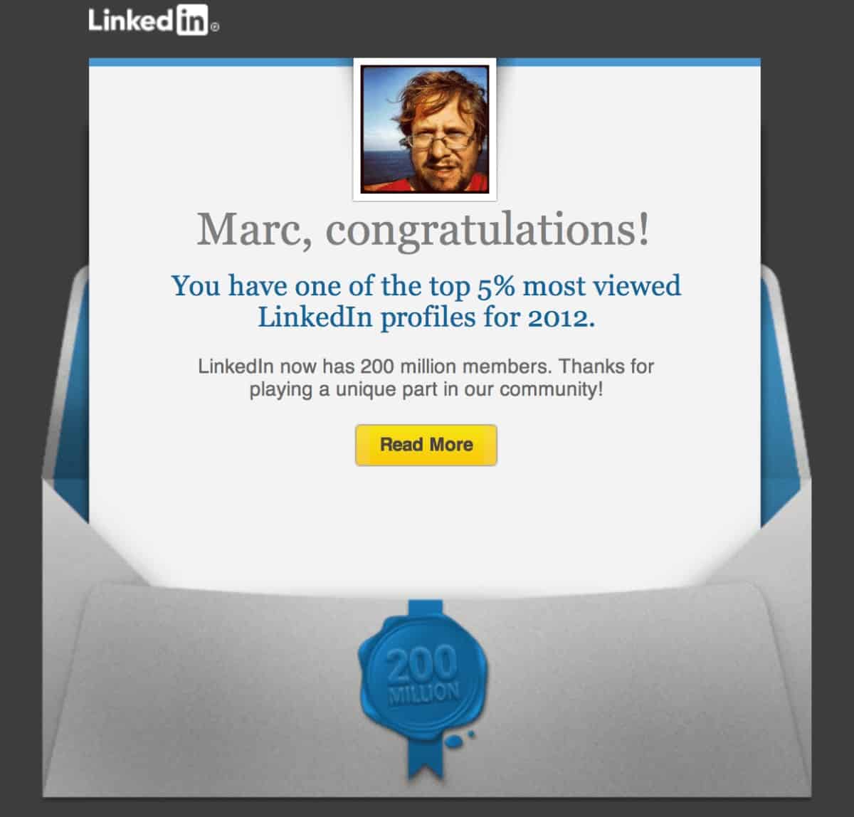 El meu perfil de linkedin entre el 5% dels més visitats