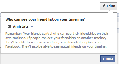 Editar qui pot visualitzar les amistats al Facebook